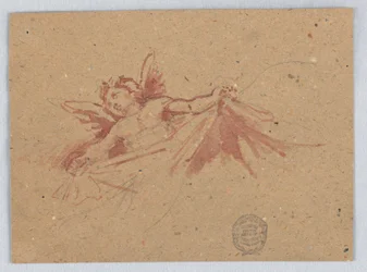 Boceto de putti con drapería