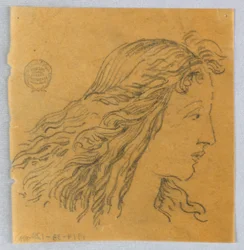 Boceto de cabeza de mujer en perfil