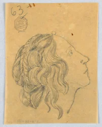 Boceto de cabeza de mujer en perfil