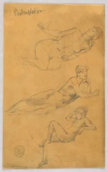 Tres bocetos de desnudos femeninos