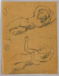 Dos bocetos de desnudos femeninos