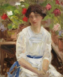 Dama de blanco (óleo sobre lienzo)
