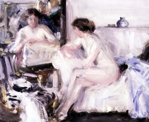 Desnudo sentado en un sofá