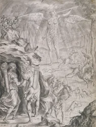 Dido y Eneas refugiándose en una cueva