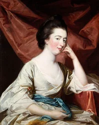 Retrato de una Dama con Vestido Blanco y Fajín Azul