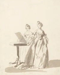 Estudio para el retrato de la princesa Luisa y la reina Carolina Matilde de Dinamarca