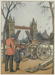 Londres: El Puente de la Torre (litografía en color)