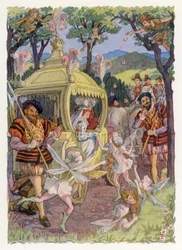 Merrie England: A Royal Pilgrimage (litografía en color)