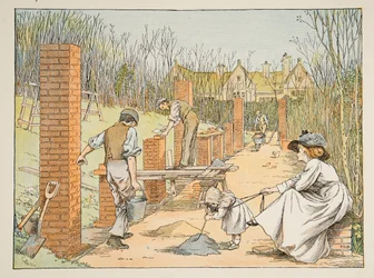 El constructor, de Four and Twenty Toilers, pub. 1900 (litografía en color)