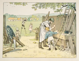 El carpintero, de Four and Twenty Toilers, pub. 1900 (litografía en color)