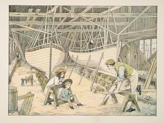 El constructor naval, de Four and Twenty Toilers, pub. 1900 (litografía en color)
