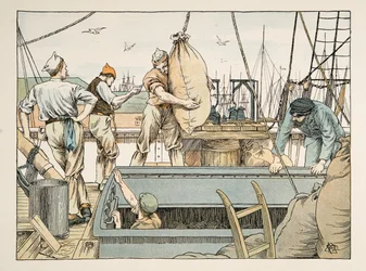 El estibador, de Four and Twenty Toilers, pub. 1900 (litografía en color)