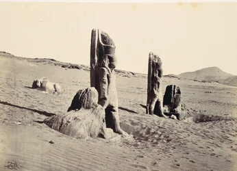 Colosos y esfinge en Wady Saboua, 1857