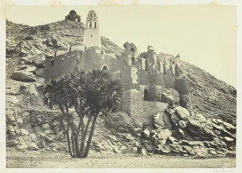 Palmera Doum y mezquita en ruinas, Filé, 1857