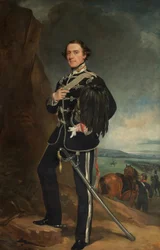 El 2º Lord de Tabley como Comandante del Regimiento de Caballería de Cheshire