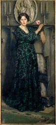 La dama del clavel, c.1919 (óleo sobre lienzo)