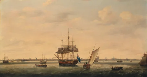 La fragata "Surprise" anclada frente a Great Yarmouth, Norfolk