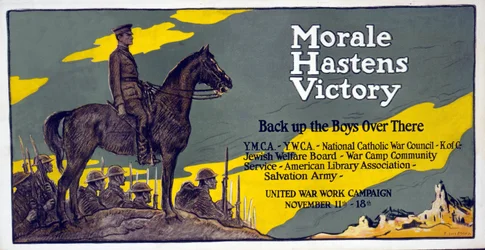 La moral acelera la victoria - Apoya a los chicos allá, Campaña de Trabajo de Guerra Unida, 11-18 de noviembre, pub. 1918