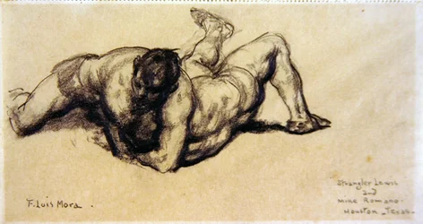 Strangler Lewis y Mike Romano, Houston, Texas, c.1920