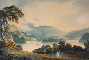 Loch Lomond cerca de Luss, con Ben Lomond al norte (acuarela)