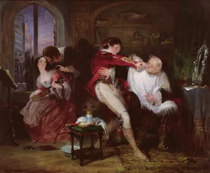 En la casa del Dr. Bartolo, una escena de la comedia de Beaumarchais El barbero de Sevilla, c.1834