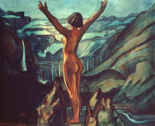 Desnudo frente a un paisaje
