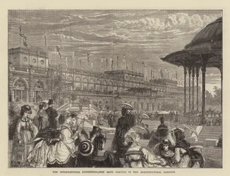 La Exposición Internacional, la banda tocando en los Jardines Hortícolas