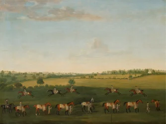 Los caballos de carreras de Sir Charles Warre Malet en ejercicio