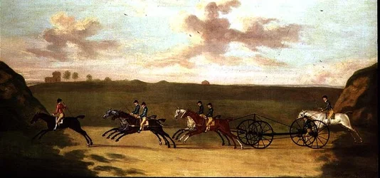 La carrera de carruajes en Newmarket, contra el tiempo, 29 de agosto de 1750