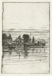 Pueblo en el agua lado del támesis