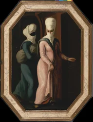 Una dama turca yendo con su esclava al baño, ca 1760