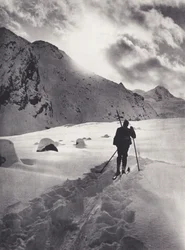 Alpes Orientales: Tarde en el glaciar Roseg (foto en blanco y negro)