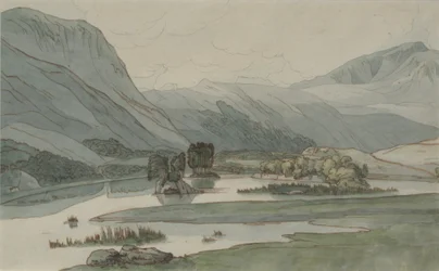 Rydal Water con las colinas de Grasmere, 1786