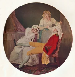 El Steinkirk de Lady Easy: Una escena de El esposo intrépido de Colley Cibber, c1790