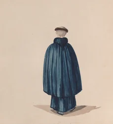 Un monje de la orden de San Francisco visto desde atrás, de un grupo de dibujos..., ca. 1848