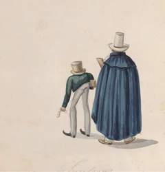 Dos adivinos peruanos con sombreros de copa vistos desde atrás, de un grupo..., ca. 1848