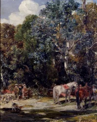 Un descanso durante la caza (Ein Halt während der Jagd / Un alto en la montería)
