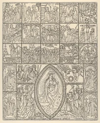 Los quince misterios y la Virgen del Rosario Impresión moderna