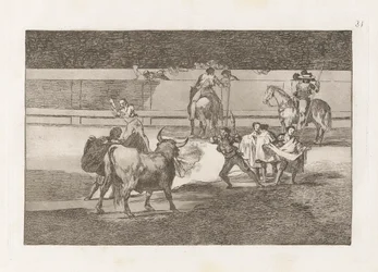 Banderillas de Fuego (Banderillas with Firecrackers), Plate 31 from La tauromaquia