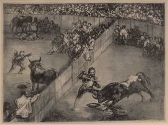 Corrida de toros en un ruedo partido