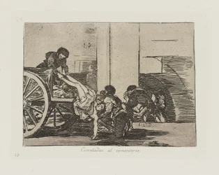 Calzadas al cementerio. (Carretas al Cementerio.), pl. 64 de la serie Los Desastres de la Guerra