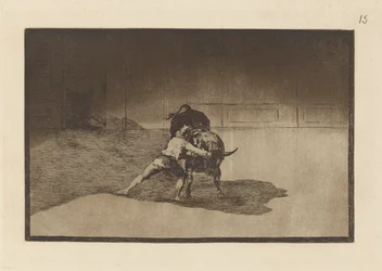El famoso Martincho, poniendo banderillas al quiebro. (The Famous Martincho Places the Banderillas Playing the Bull with the Movement of his Body), Plate 15 from La tauromaquia