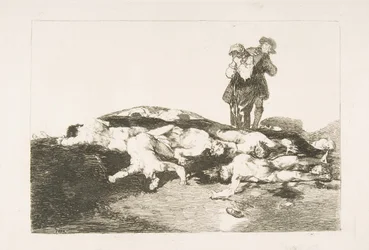 Placa 18 de Los Desastres de la Guerra: Enterrarlos y callar