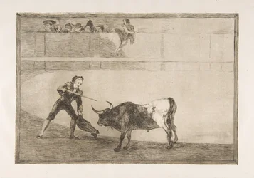 Placa 30 de la Tauromaquia: Pedro Romero matando al toro detenido, 1816