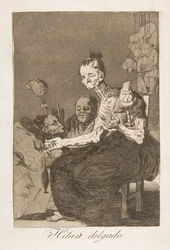 Placa 44 de Los Caprichos: Hilan delgado, 1799