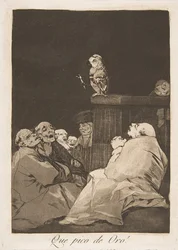 Placa 53 de Los Caprichos: ¡Qué pico de oro!, 1799