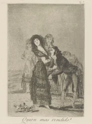 Quien mas rendido? (¿Cuál de ellos es el más vencido?), pl. 27 de la serie Los caprichos