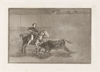 Valor varonil de la c?lebre Pajuelera en la de Zaragoza (Manly Courage of the Celebrated Pajuelera in [the Ring] at Saragossa), Plate 22 from La tauromaquia