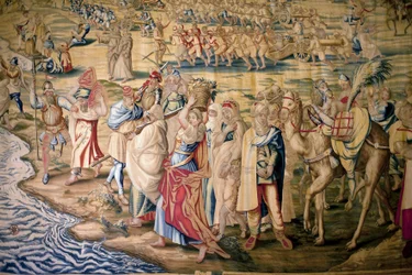 Detalle de la conquista de Túnez (Túnez) - Tapiz de Francisco y Cornelius Van der Goten (siglo XVIII), tejido en la fábrica real de tapices, a mediados del siglo XVIII, según el tapiz del siglo XVI de Willem de Pannemaker - (Conquista de Túnez, detalle, ta