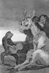 193-0082138 ¡Bravo!, caricatura de las veladas musicales organizadas por el primer ministro español, Manuel de Godoy (1767-1851) para el rey Carlos IV de España (1748-1819), lámina 38 de "Los caprichos